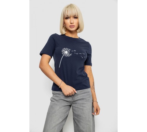 Жіноча футболка з принтом, колір синій, 241R124