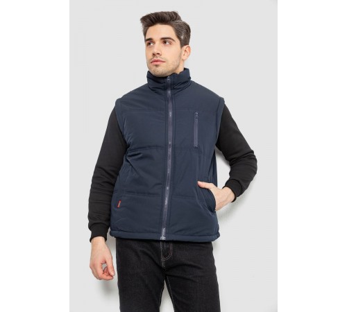 Жилет чоловічий однотонний утеплений, колір синій, 244RF2-2