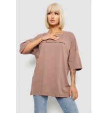 Футболка женская с принтом, цвет мокко, 244R2020