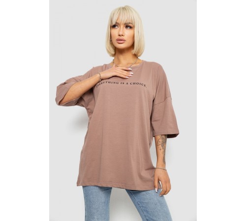 Футболка женская с принтом, цвет мокко, 244R2020