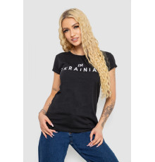 Футболка женская с патриотическим принтом, цвет черный, 244R2213
