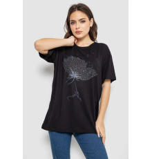 Жіноча футболка з принтом, колір чорний, 244R602