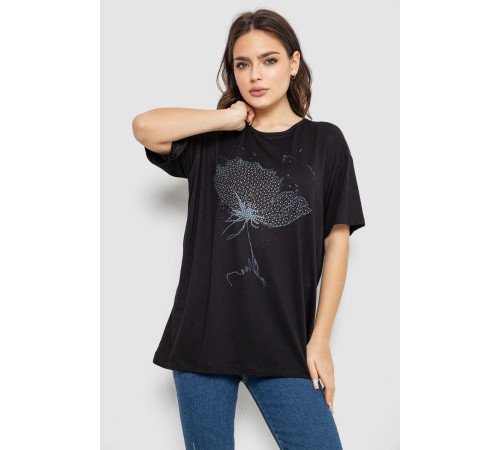 Футболка женская с принтом, цвет черный, 244R602