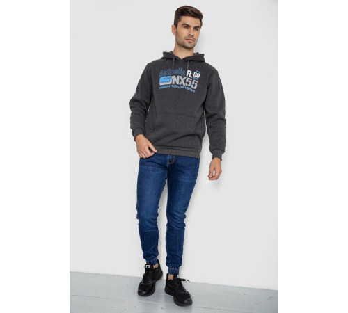 Худи мужской на флисе с капюшоном, цвет темно-серый, 244R2196