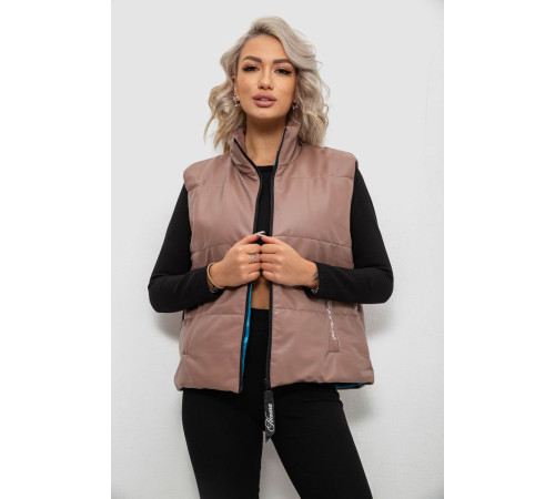 Жилет женский демисезонный экокожа, цвет коричневый, 257R98-1