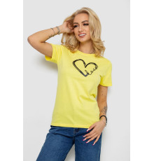 Жіноча футболка з принтом, колір жовтий, 238R558