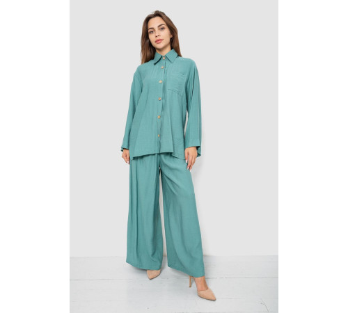 Костюм женский свободного кроя жатка, цвет оливковый, 102R5264