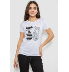 Жіноча футболка з принтом, колір білий, 244R502