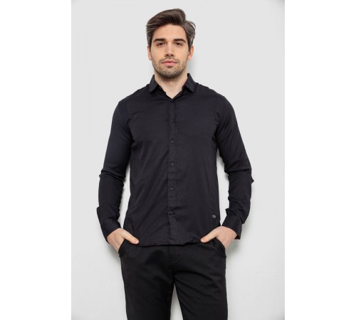 Сорочка чоловіча однотонна, колір чорний, 186R6917-1