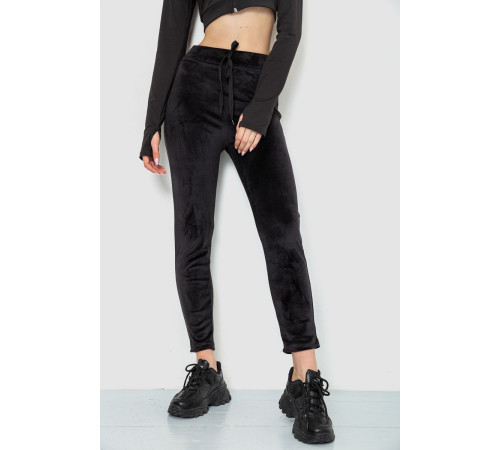 Спорт штани женские велюровые, цвет черный, 244R5569