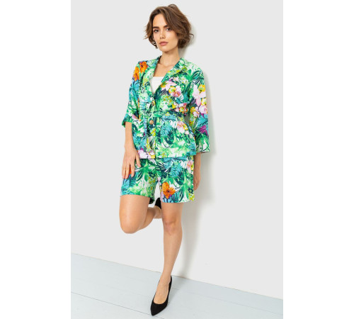 Костюм женский с цветочным принтом, цвет зелено-розовый, 115R0451