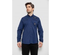 Рубашка мужская однотонная с принтом, цвет синий, 186R01