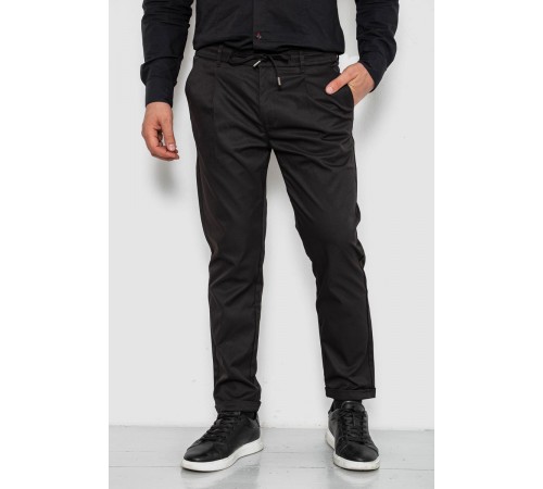 Брюки мужские классические однотонные, цвет черный, 157RU02-012