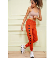 Женские спортивные брюки, с принтом Сердце, цвет терракотовый, 102R212