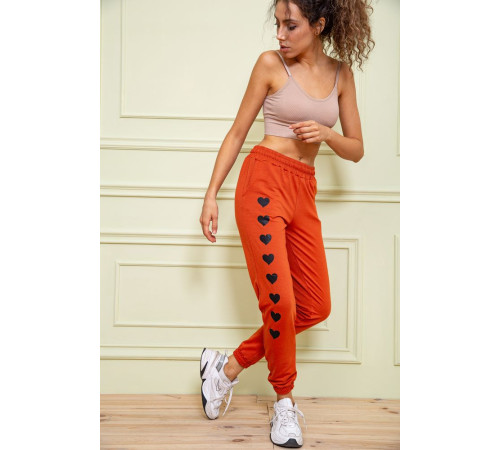 Женские спортивные брюки, с принтом Сердце, цвет терракотовый, 102R212