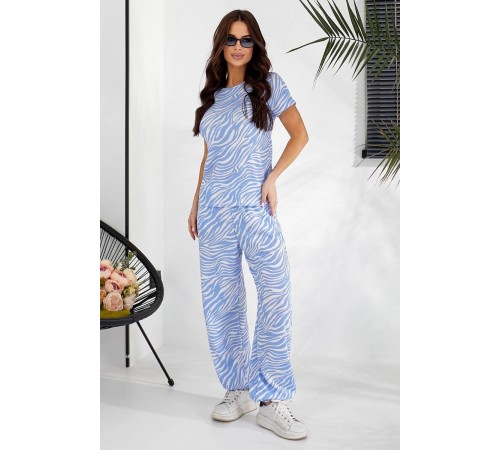 Костюм женский повседневный с принтом, цвет голубой, 257R815-1