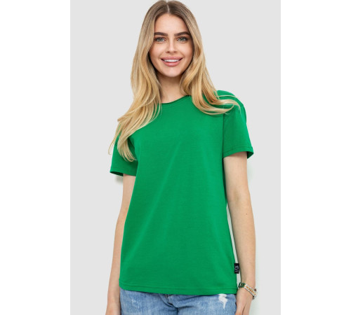 Футболка женская однотонная, цвет зеленый, 102R5248