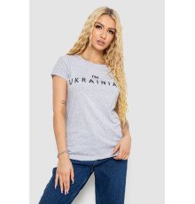 Жіноча футболка з патріотичним принтом, колір сірий, 244R2213