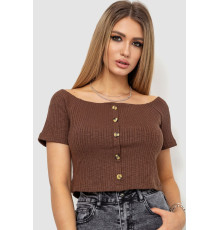 Топ жіночий однотонний, колір коричневий, 244R087