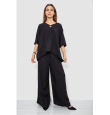 Костюм женский ткань лён жатка, цвет черный, 102R5263