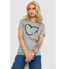 Жіноча футболка з принтом, колір сірий, 238R554