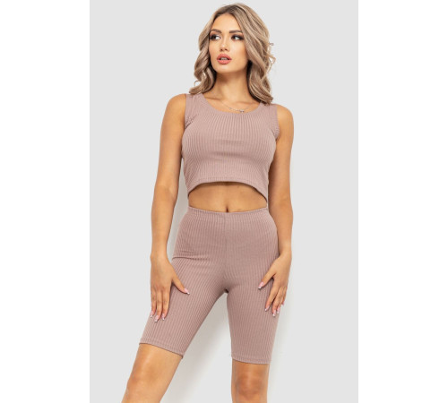 Костюм женский в рубчик повседневный, цвет темно-бежевый, 214R700