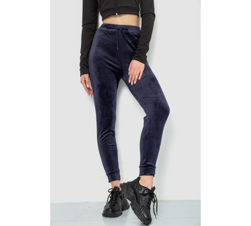 Спорт штаны женские велюровые, цвет темно-синий, 244R5571