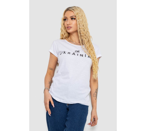 Футболка женская с патриотическим принтом, цвет белый, 244R2213