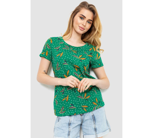 Футболка женская с принтом, цвет зеленый, 244R043
