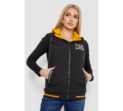 Жилет жіночий двосторонній, колір чорно-гірчичний, 244R20166
