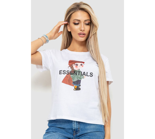 Футболка женская с принтом, цвет белый, 221R3016