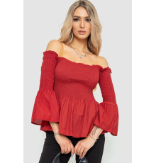 Блуза однотонна, колір теракотовий, 244R254-1.