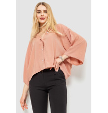 Блуза класична однотонна, колір пудровий, 102R332-3.