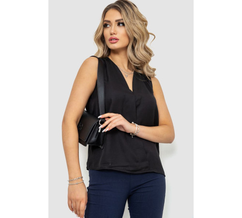 Блуза без рукавов шифон, цвет черный, 244R061
