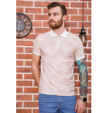 Мужское поло, в цветочный принт, бежевого цвета, 194R2120