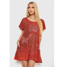 Туніка жіноча з принтом, колір коралово-чорний, 238RBD378