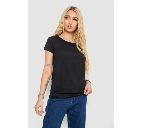 Футболка женская однотонная, цвет черный, 244R2206