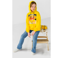 Худи детский двухнитка с принтом, цвет желтый, 102R1526