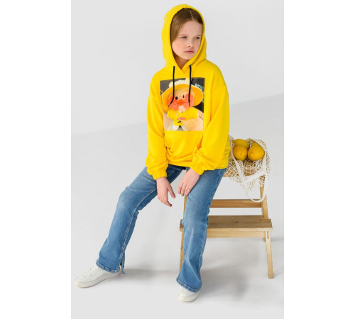 Худи детский двухнитка с принтом, цвет желтый, 102R1526