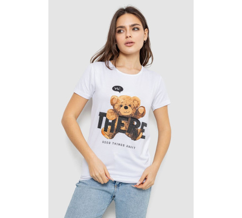Футболка женская с принтом, цвет белый, 244R509