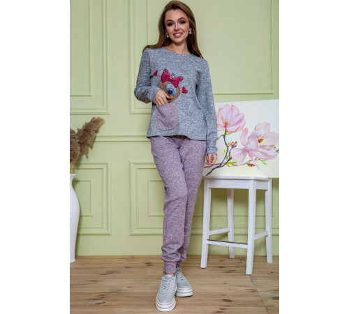 Женский костюм штаны + кофта, серо-пудрогово цвета, 172R1211
