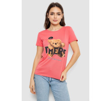 Футболка женская с принтом, цвет коралловый, 244R509