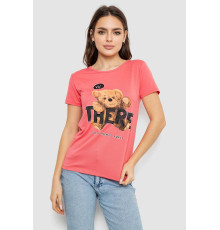 Футболка жіноча з принтом, кораловий колір, 244R509
