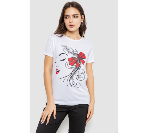 Футболка женская с принтом, цвет белый, 244R503
