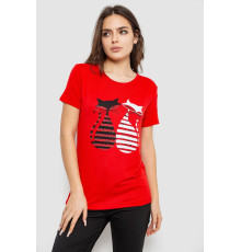 Жіноча футболка з принтом, колір червоний, 244R502
