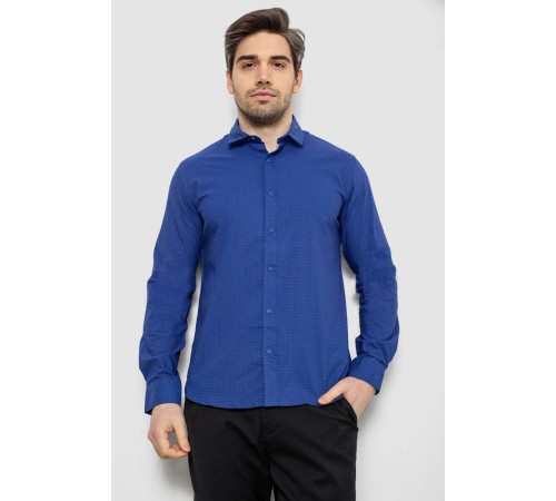 Рубашка мужская однотонная с принтом, цвет электрик, 186R6918-1