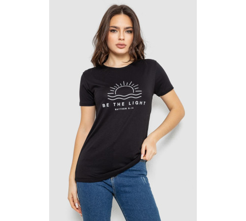 Футболка женская с принтом, цвет черный, 244R601