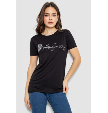 Жіноча футболка з принтом, колір чорний, 244R508