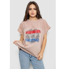 Жіноча футболка з принтом, колір бежевий, 244RW532