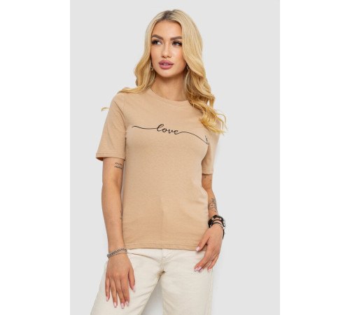 Футболка женская с принтом, цвет бежевый, 241R133